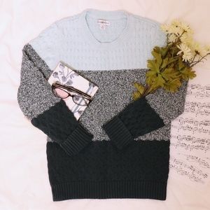 Croft and Barrow Cable Knit Colorblock Teal Sweater